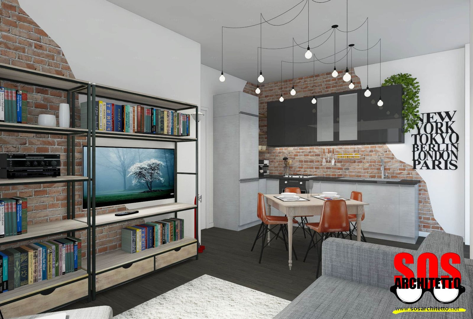 Cucina a vista in bilocale sos architetto Arredamento casa soggiorno